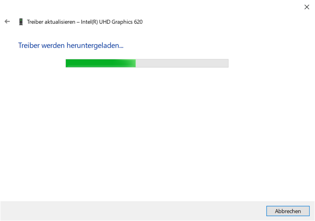 Screenshot der Treiber Aktualisierung unter Windows 10 - Treiber wird heruntergeladen